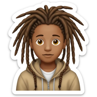 Creat an apple style emoji of a african american teen with hightop dreads sticker