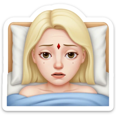 Woman In bed with sinus pain  sticker
