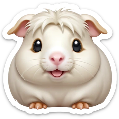 Cinematic Comical White Guinea Pig Portrait Emoji, Head tilted dramatically with an exaggeratedly amused expression, featuring a glossy, pristine white coat with an adorably scrunched face, wide, expressive dark eyes filled with playful disbelief, Simplified yet hilariously expressive features, highly detailed, glowing with a slightly sassy glow, high shine, dramatic yet playful, stylized with an air of cheeky mischief, bright and endearing, soft glowing outline, capturing the essence of a spirited and over-the-top guinea pig, so meme-worthy it feels like it could side-eye its way into internet fame instantly! sticker