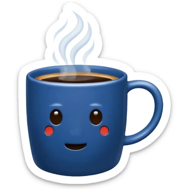 visibly steaming plain blue mug of coffee no face sticker