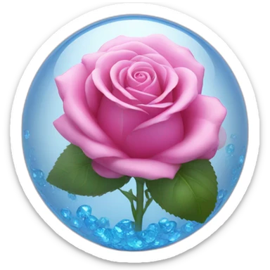 Pink rose in a blue shiny glass sphere  sticker