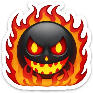 hell view with Red and black with fire, devily sticker