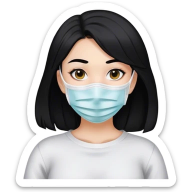 girl with black hair and face mask sticker