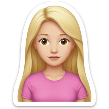 woman with long blonde hair, wear pink shirt sticker