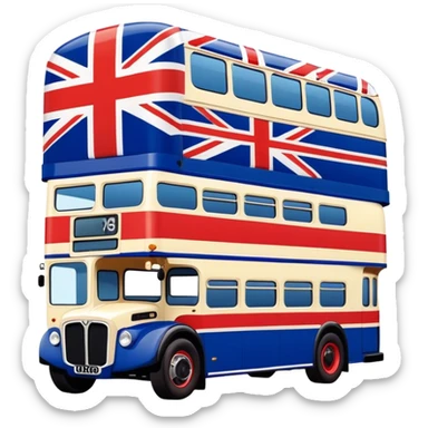 Union Jack flag, double decker bus, spice girls sticker