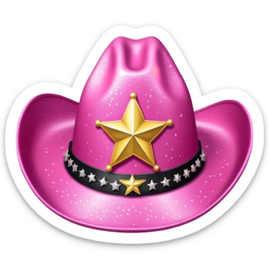 pink glittery cowgirl hat whit sherif star sticker