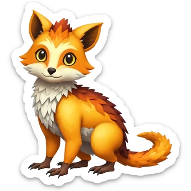 warm-colored Vernid-Trico-Fionbri-creature (full body) sticker