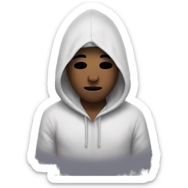 a Person with his hair covering his eyes with a hoodie  sticker