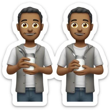 Man with spoon full of sugar over lighter  sticker