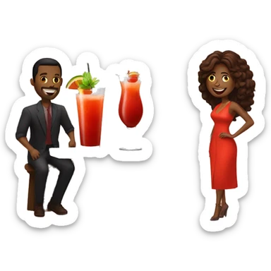 2 men and 2 women drinking Bloody Mary cocktails at the bar sticker