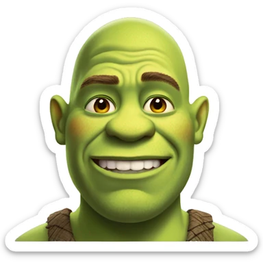 realistic shrek without hair and with ogre ears smirking sticker