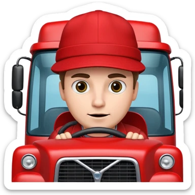 Мужчина с большими глазами и красном шапке на красном фуре вольво sticker