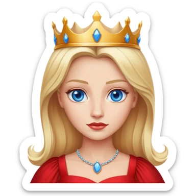 blonde queen blue eyes, red dress sticker