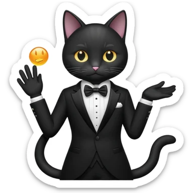 𝐦𝐚𝐠𝐢𝐜 𝐜𝐚𝐭 𝐰𝐢𝐭𝐡 𝐛𝐥𝐚𝐜𝐤 𝐬𝐮𝐢𝐭 sticker