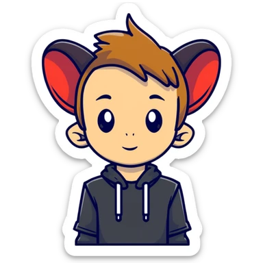 Boy light brown hair skinnny puppy ears sticker