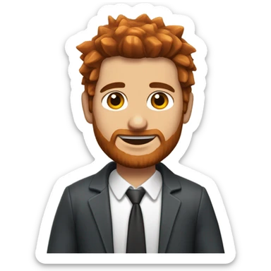 white man, spiky brown hair, blue eyes, trim beard, serving wings at a buffalo wing restaurant sticker