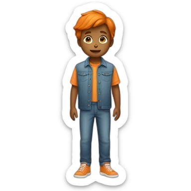 A boy whose clothes are orange in color sticker