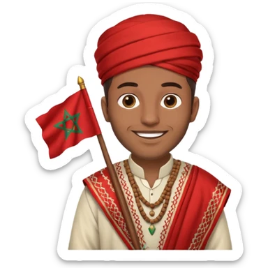 Un homme avk le drapeau Du Maroc sticker