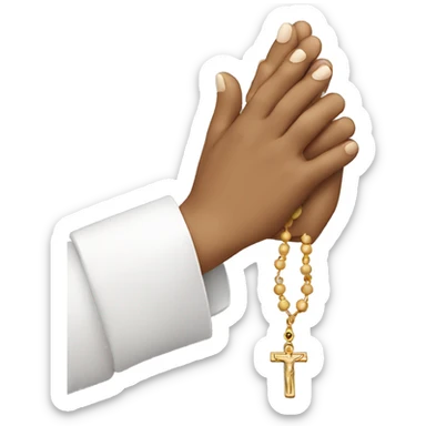 praying hands holding a rosary sticker