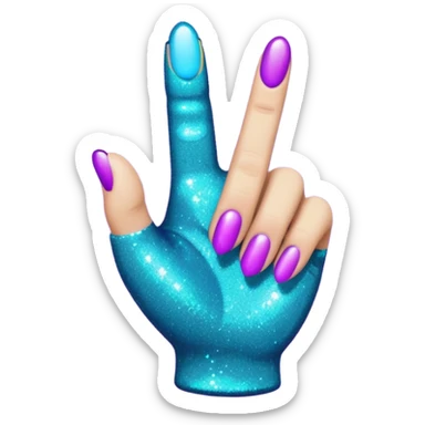 Glitter Roxo e Ciano Mão apontando para direita sticker
