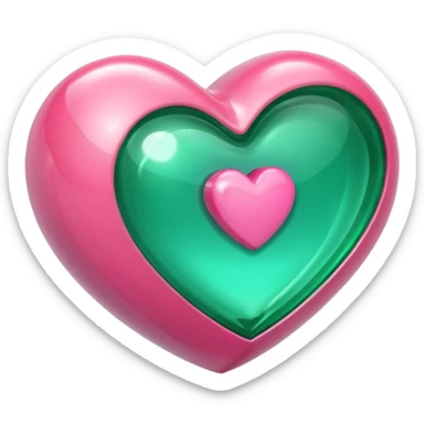 emerald heart with one mini pink heart inside of it  sticker