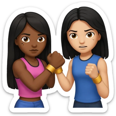 mexican with long black hair fist-fighting a girl  sticker