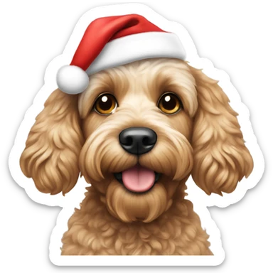 Cockapoo dog wearing Santa hat sticker
