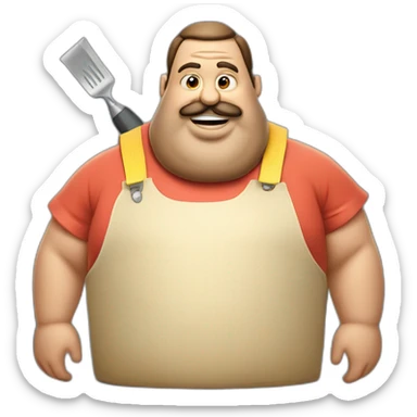 big fat man portuguese with burger and trowel sticker
