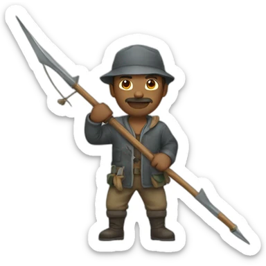 man with harpoon sticker