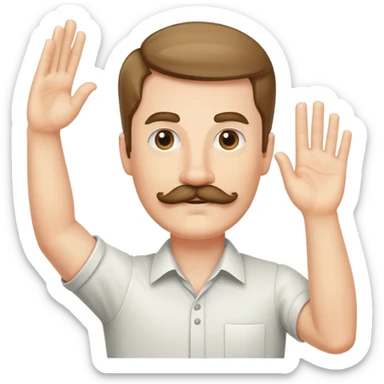 white man with rectangular mustache and right arm raised sticker