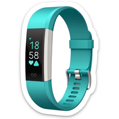 a teal fitbit band lying flat in the style of an ios emoji  sticker