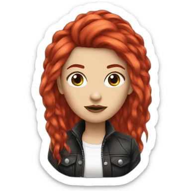 woman punk long red hair  sticker