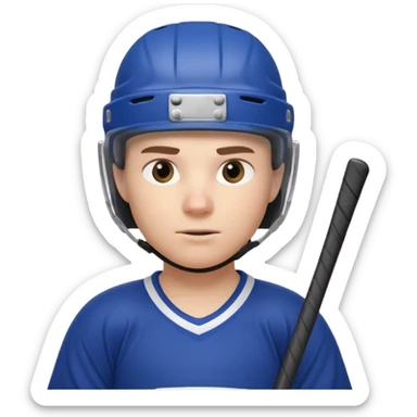 ice hockey player portrait, head and shoulders only, wearing hockey helmet with visor, team jersey collar, holding hockey stick near shoulder, focused competitive expression, 3D cartoon style, mobile game icon style, clean background, no text, no watermark

 sticker