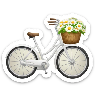 Beach bicycle with front basket with daisies  sticker