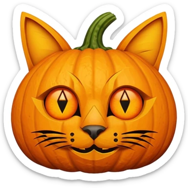 Halloween pumpkin carved as a cat  sticker
