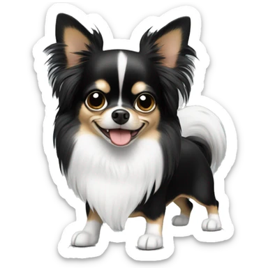 Black and white long-haired Chihuahua sticker