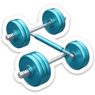 a tiny turquoise-blue barbell sticker