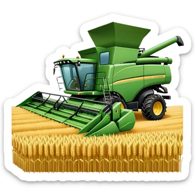 An icon featuring a wheat field, a combine harvester, fertilizer formulas, and plant cells, symbolizing agronomy. The design includes farming tools and crops, representing agricultural science, crop production, and plant biology. Transparent background highlights sustainable farming and growth. sticker