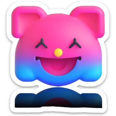 Vaporwave-style emoji with glitchy pink/blue gradients and Japanese text sticker