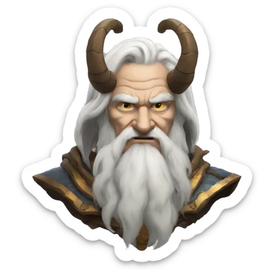 Mimir from God of War with horns and an old man  sticker