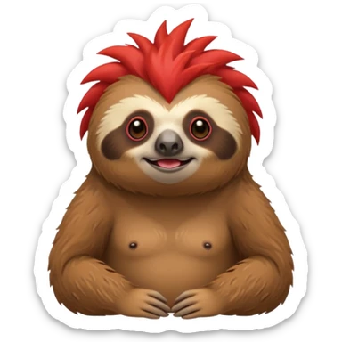 sloth with a big red mohawk sticker