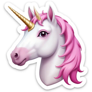 head of an anthropomorphised female unicorn horse, looking straight ahead, relaxed pose sticker