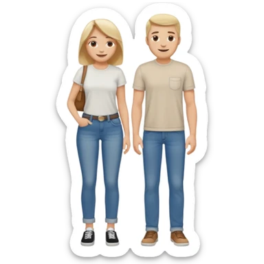 full-length relaxed couple in jeans and t-shirts sticker