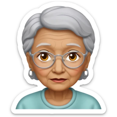 gray metal painted grandma face included sticker