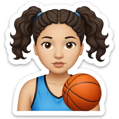  plus size light skin latino women basketball player with wavy dark hair in pony tail flat wide nose  sticker