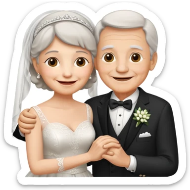 old couple in wedding setup sticker