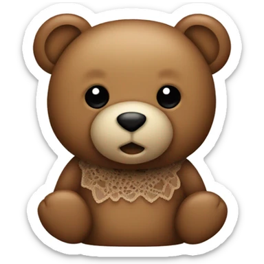 Teddy bear with brown lace sticker