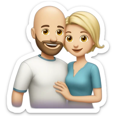 Happy-secret-couple-bald-guy-with-beard-with-shorthaired-brunette-girl sticker