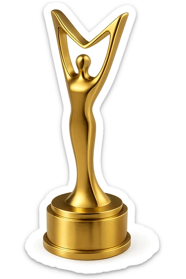 elegant and modern award trophy in white or silver, no text sticker