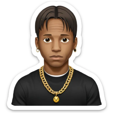 Travis Scott with gold chain necklace  sticker
